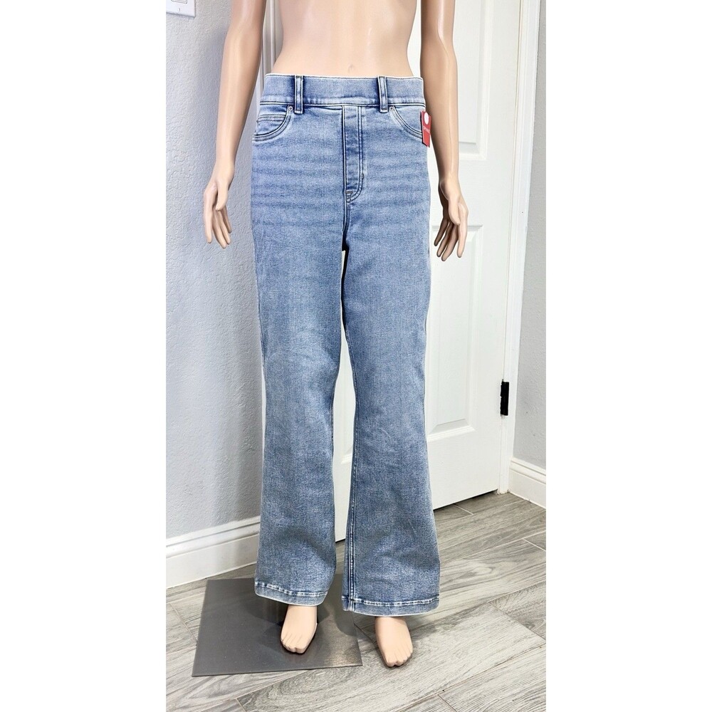 SPANX Women’s XL Tall Flare Pull On Jeans High Rise Stretch Light Wash Denim New
